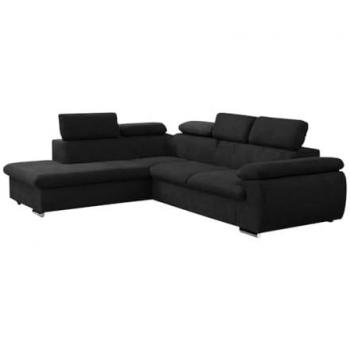 Sofá cama rinconero de tela Fabien con sofá y almacenamiento - Ángulo izquierdo - Negro