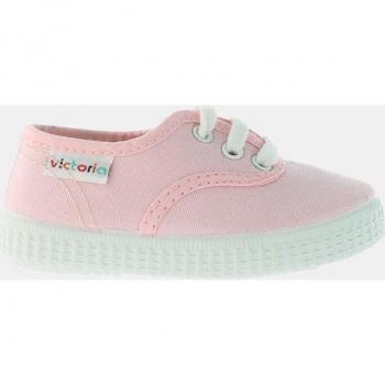 Victoria - Zapatillas de niños en rosa con cordones blancos