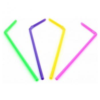 Pajitas Flexibles Biodegradables Multicolores Compostables 21cm, Pack de 50, para Fiestas de Cumpleaños y Celebraciones