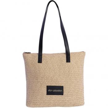 Bolso shopper para mujer DON ALGODON Castelo de rafia con cremallera