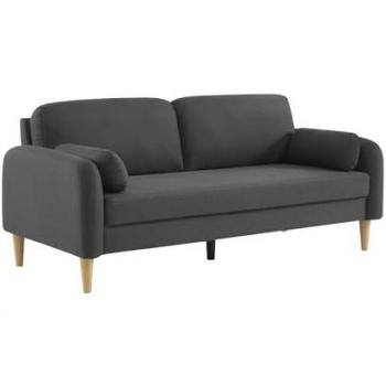 Sofá Redondo Escandinavo en Tela, 3 Plazas, Gris Oscuro, 180x79x81 cm