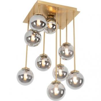 Lámpara de techo moderna dorada con cristal ahumado, 9 luces - ATHENS