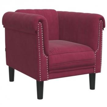 Sillón de terciopelo rojo tinto Vidaxl Rojo, tipo: sillón, características: tapizado en terciopelo, color rojo tinto