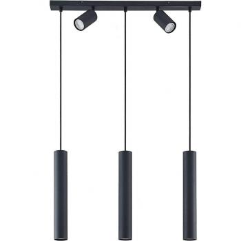 Lámpara colgante moderna Lindby Sanad en negro, metal, 5 luces GU10, diseño alargado para salón y comedor