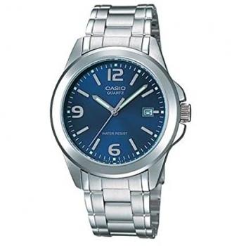 Reloj de Pulsera Analógico Casio MTP-1215A-2ADF para Hombre, Color Plateado y Azul, Cuarzo