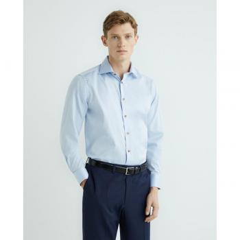 Eton Classic Fit Twill Shirt with Piping for Men - Blue, Size 4XL