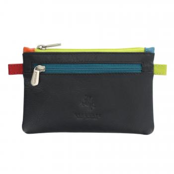 Visconti Cora Monedero para Monedas con Cremallera Superior y Llavero de Cuero CP2 Azul Marino Multi
