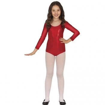 Guirca Body o Maillot Rojo Metalizado Manga Larga para Niños