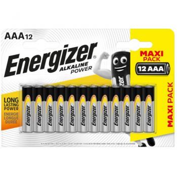 Energizer - Pack de 12 Pilas tipo AAA LR03 Alkaline Power, Larga Duración y Sin Sulfatación