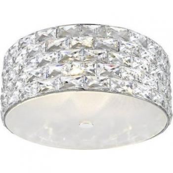 Plafón de diseño Aruba Chrome 5 bombillas 19cm, Plafón empotrado LED de 5 luces, cristal cromado
