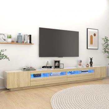 Mueble para TV con luces LED 300x35x40 cm, color carvalho Sonoma