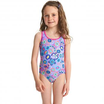 Zoggs Bañador para niñas Wild Actionback Swimsuit, niña, Wild Actionback, Lilac/Multi, XXS