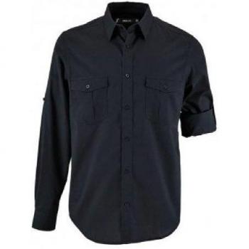 Camisa de popelina para hombre con mangas enrolladas SOLS - Talla S - Color azul oscuro