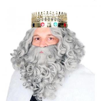 Peluca de Rey Mago con Barba gris mate
