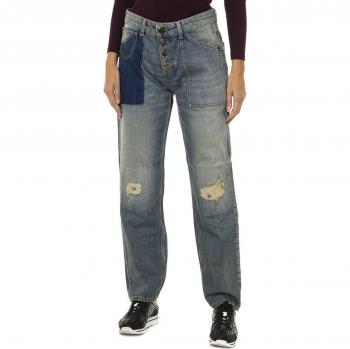 Pantalones largos tejanos efecto gastado y rasgado 6Y5J13-5D2YZ para mujer