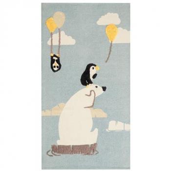 Alfombra Infantil Multicolor con Estampado de Oso Polar 80 x 150 cm para Sala de Juegos