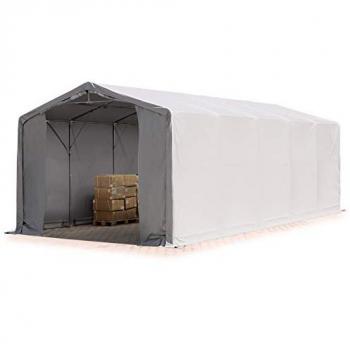 Carpa Industrial 6x10 m con Altura Lateral de 3 m, Puerta con Cremallera, Lona Ignífuga y 100% Impermeable PRIMEtex PVC 2300 N, Gris