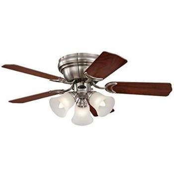 Westinghouse Lighting Contempra Ventilador de Techo E27, 37 W, Níquel Satinado