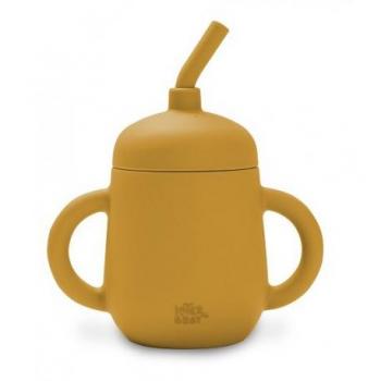 Vaso Antigoteo + Pajita Silicona Ocre Tierra