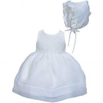 Happy Cherry - (set de 2) Falda para Bautizo Fiesta Boda de Niñas Bebés Recien nacido con Sombrero de Encaje Faldas de Princesa sin Mangas - Blanco - Talla ES 0-18 meses