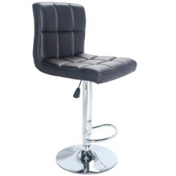 Taburete de bar interior regulable en altura con estructura de acero y asiento de ecopiel - Negro