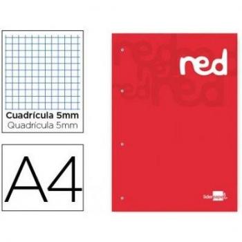 Liderpapel - Bloc encolado cuadro 5 mm rojo a4 natural 100 hojas 100 g/m2