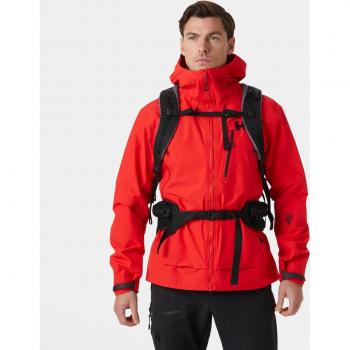 Chaqueta impermeable Helly Hansen Odin 9 Worlds 3.0 roja brillante para hombre, XXL, resistente al viento, transpirable y compatible con casco