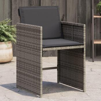 Sillas de jardín con almohadas 4 piezas gris en Polyrattan