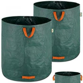 Set de 2 Sacos de Jardín 500L Reutilizables, Hidrófugos y Resistentes con Asas