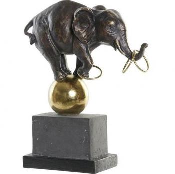 Figura Decorativa Elefante Fíjalo con Detalles en Metal y Resina (31 x 13 x 41 cm)