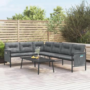 Anthracite Steel and Textilene Garden Corner Sofa