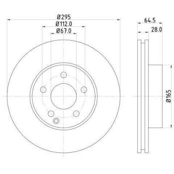 Disco de freno HELLA 8DD 355 128-781, alto carbono, recubierto, 295mm, 28mm, ventilado para MERCEDES-BENZ