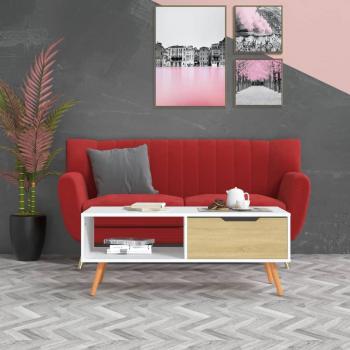 vidaXL White Sonoma Oak Coffee Table 100x49.5x43 cm Engineered Wood