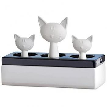 Humidificador de aire cerámico Familia de Gatos - Blanco/Negro - 22 x 15.5 x 8.5 cm