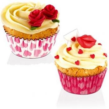 Mini moldes de papel para repostería Delicia 4 cm, 100 unidades, forma de corazón