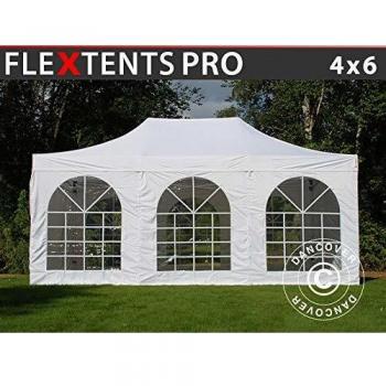 Carpa Plegable Rápida FleXtents PRO Estilo Vintage 4x6m Impermeable con 8 Laterales