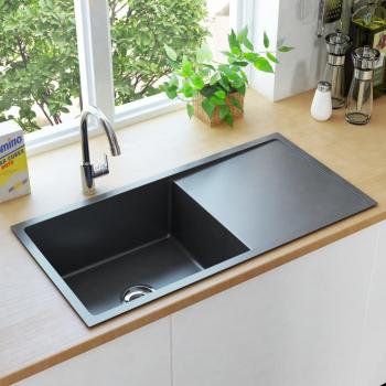 Fregadero de Cocina Acero Inoxidable Negro Hecho a Mano