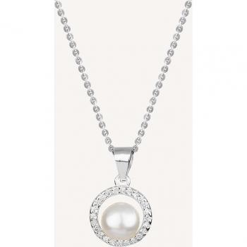 Collar de plata con perla cultivada y circonitas