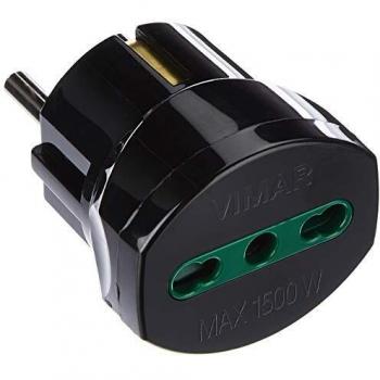 Vimar Adaptador de Enchufe Schuko Conector 10/16, Color Negro