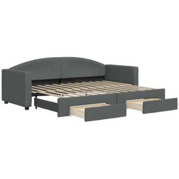 Sofá cama nido con cajones tela gris oscuro 80x200 cm