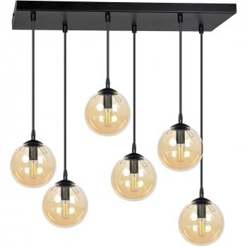 Lámpara colgante EMIBIG LIGHTING Glassy, 6 luces, negro, ámbar, cristal, 75 cm