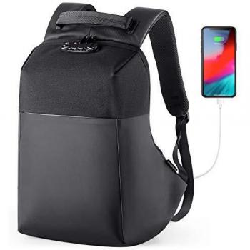 NATURALIFE Mochila Antirrobo para Ordenadores Portátiles con Cremallera Oculta, TSA Impermeable, con Puerto de Carga USB, Gran Capacidad