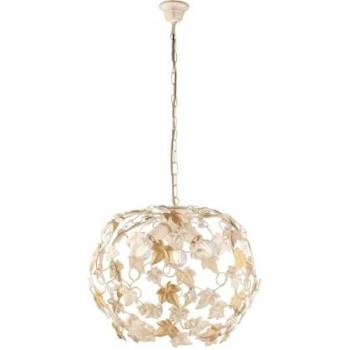 Araña Colgante Shabby 3 Luces Hierro Marfil Oro con Cristales y Hojas 50xH45 cm Edera