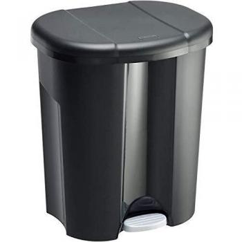 Papelera de separación Rotho Trio 41 Litros (1x11 Litros + 2x15 Litros) - Plástico BPA-free, color negro/gris, con pedal