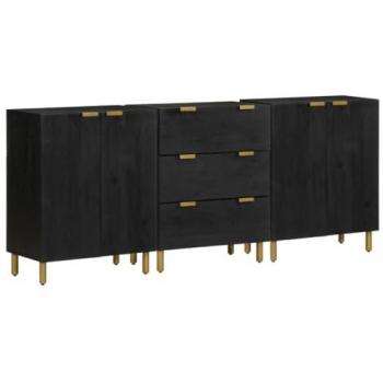 Aparadores 3 uds madera de ingeniería negro 341657