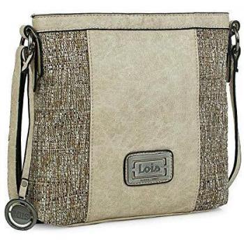 Lois - Bolso de Mujer pequeño Tipo Bandolera. Lona y Cuero PU. cómodo y Ideal para Diario. Estilo Elegante. Bonito diseño Marca. 302344, Color Beige