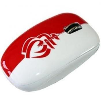 Keyouest Vendée - Ratón óptico inalámbrico, diseño bandera de Vandea, color blanco y rojo