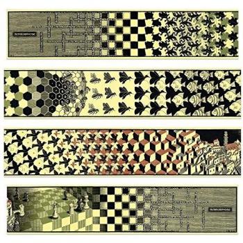 Panel Decorativo Moderno Metamorfosis II de Escher - 4 Paneles MDF Listos para Colgar (100x22 cm)