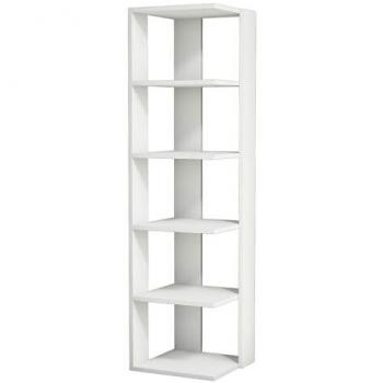 Estantería Esquinera Epikasa Blanca de Tablero Aglomerado de Melamina, 41,8 x 41,8 x 160,8 cm
