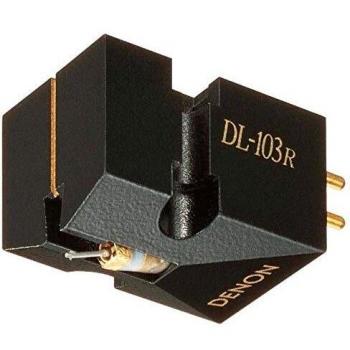 Cartucho de bobina móvil Denon DL-103R - Alta calidad, 20Hz - 45,000Hz, salida de 0.25mV, color negro